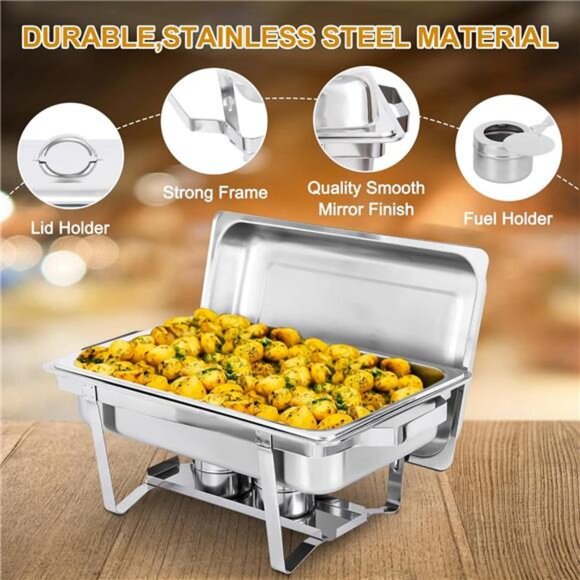 🍽️ 8QT Stainless Steel Chafing Dish – Buffet Warmer for Catering & Events ✨ - Picture 5 of 6